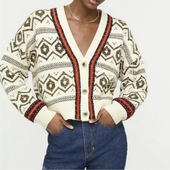J. Crew Sweaters Nwt Jcrew Diamond Fair Isle Cardigansweater M